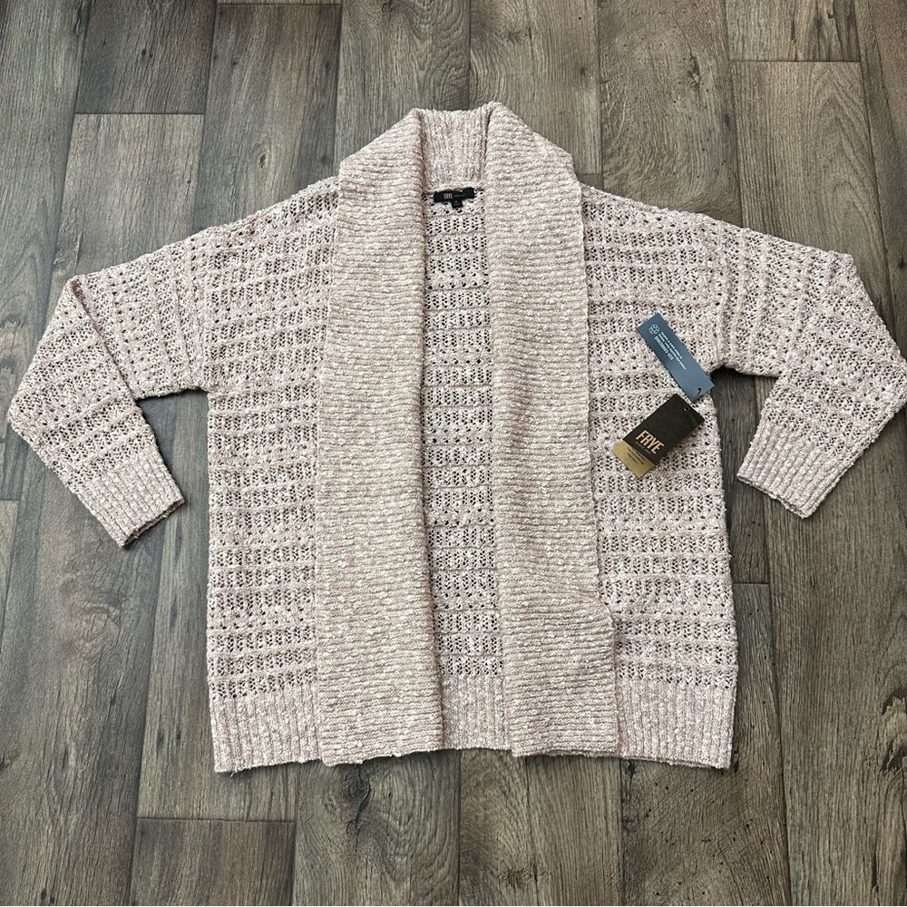 Frye Since 1863 Open Front Cardigan Sweater Women’s Size M Pale Mauve